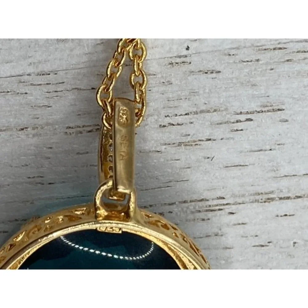Seta 925 Silver Gold Plated CZ stones Aqua Blue Stone 16
